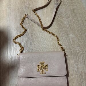 Tory Burch Blush Leather Crossbody Bag with Gold Chain